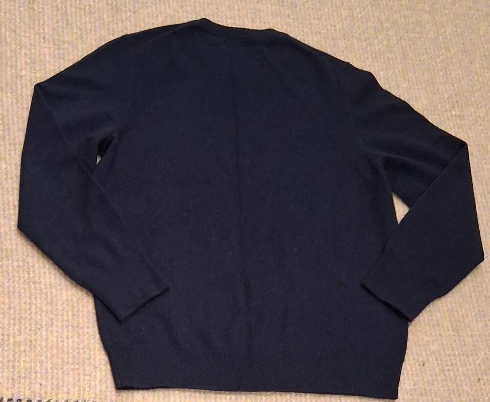 Naadam cashmere mens large sweater navy blue crewneck 100% cashmere - Picture 4 of 9